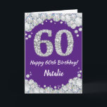 Happy 60th Birthday Paars en Silver Glitter Card Kaart<br><div class="desc">Happy 60th Birthday Paars and Silver Glitter Card met persoonlijke naam. Voor verdere aanpassing,  te klikken gelieve de knoop "van de Aanpassing het"en ons ontwerphulpmiddel te gebruiken om deze sjabloon te wijzigen.</div>