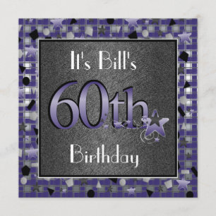 Happy 60th Birthday Party Invitation gepersonalise Kaart