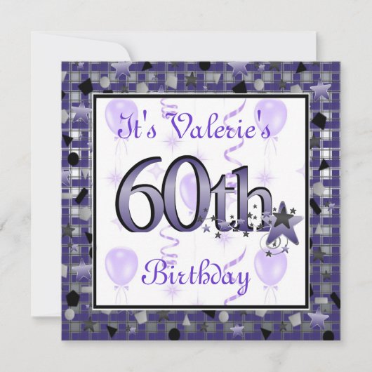 Happy 60th Birthday Party InvitationPERSONALIZED Kaart (Voorkant)