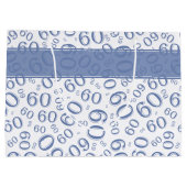 Happy 60th Birthday Party Pattern Blue and White Groot Cadeauzakje (Achterkant)