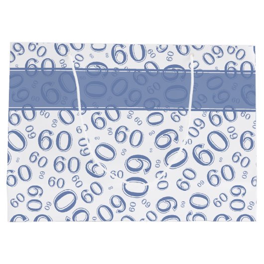 Happy 60th Birthday Party Pattern Blue and White Groot Cadeauzakje (Achterkant)