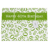 Happy 60th Birthday Party Pattern Green and White Groot Cadeauzakje (Voorkant)