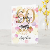 Happy 60th Birthday Pastel Rainbow Gold Kaart (Gele Bloem)