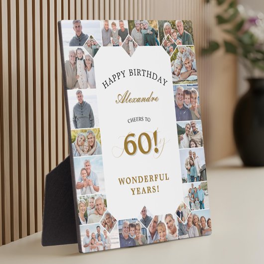 Happy 60th Birthday Personalized Photo Collage Fotoplaat