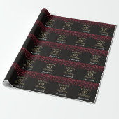 Happy 60th Birthday Red Black en Gold Glitter Cadeaupapier (Uitgerold)