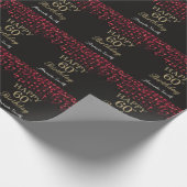 Happy 60th Birthday Red Black en Gold Glitter Cadeaupapier (Hoek)