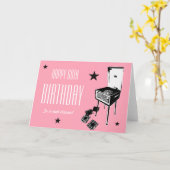 Happy 60th Birthday Retro Groeten Kaart Roze (Gele Bloem)