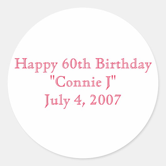 Happy 60th Birthday Ronde Sticker (Voorkant)