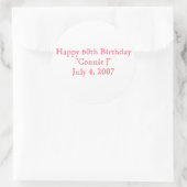 Happy 60th Birthday Ronde Sticker (Tas)