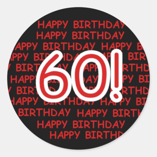Happy 60th Birthday Ronde Sticker (Voorkant)