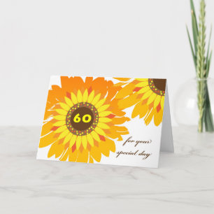 Happy 60th Birthday, Sunflowers Design Kaart