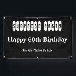 Happy 60th Birthday Surprise Party Spandoek<br><div class="desc">60e verjaardag van de bruidsfeest. Personaliseer (zoals gezien) of (tweak om aan te passen) Bespaar tot 50% korting wanneer u Debra's eenvoudige creëer banner sjablonen gebruikt om haar levenslange reddingmissie te ondersteunen. Ondersteund door de belofte van de Z-winkel. Als je er niet helemaal weg van bent dan nemen we het...</div>