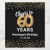 Happy 60th Birthday Wijn Etiket (Enkel label)