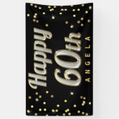 Happy 60th Bling Typography Gold Confetti Black Spandoek (Verticaal)
