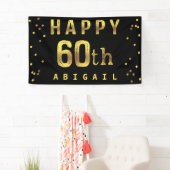 Happy 60th Faux Gold Foil Confetti Black Spandoek (Insitu)