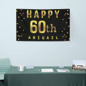 Happy 60th Faux Gold Foil Confetti Black Spandoek (Beurs)