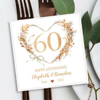 Happy 60th Jubileum bruiloftsservetten Servet
