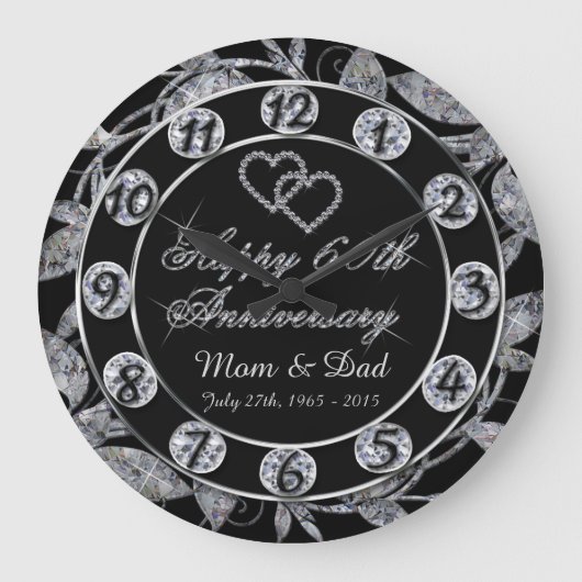 Happy 60th Jubileum Diamond Leaf Numbers Grote Klok (Voorkant)