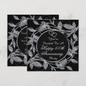 Happy 60th Jubileum Diamond Metallic Leaves Kaart (Voorkant / Achterkant)
