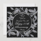 Happy 60th Jubileum Diamond Metallic Leaves Kaart (Voorkant)