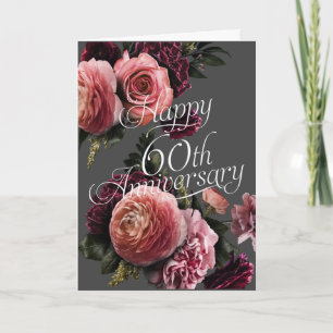 Happy 60th Jubileum-Elegant Floral Jubileum Kaart