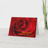 Happy 60th Jubileum in het Frans, Red Rose Upclose Kaart (Voorkant)