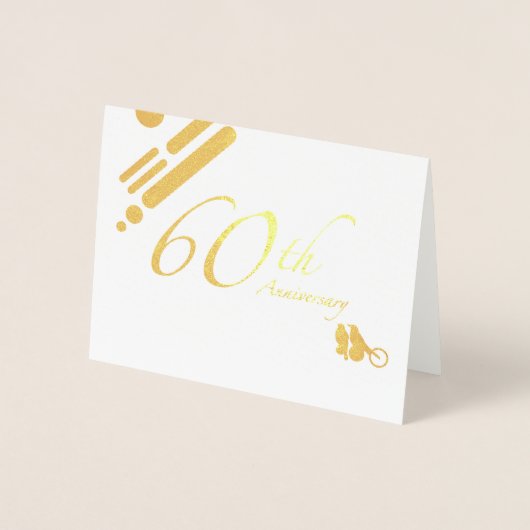 Happy 60th Jubileum Mod Birds Folie Kaarten (Voorkant)