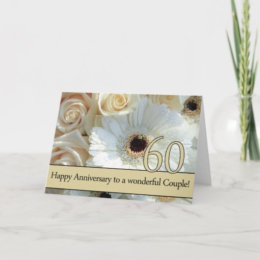 Happy 60th Jubileum rozen Kaart (Voorkant)
