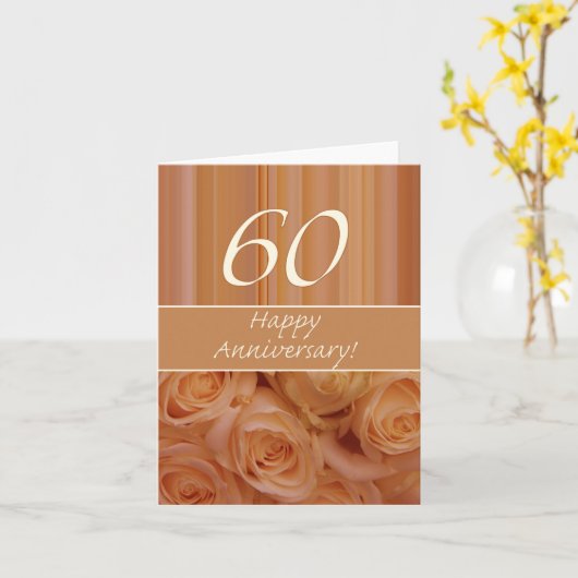 Happy 60th Jubileum rozen Kaart (Gele Bloem)