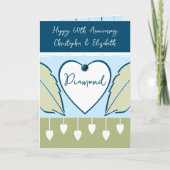 Happy 60th Jubileum voegt namen blauw groen toe Kaart (Voorkant)