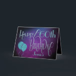 Happy 60th Name Paars Blauwgroen Mystical Birthday Kaart<br><div class="desc">Een elegant ontwerp met een mystiek gevoel om Happy 60th Birthday te zeggen. Happy Birthday wordt geplaatst in een decoratieve manuscripttypografie in schaduwen van blauw, en de leeftijd is in een coördinerend lettertype samen met de naam van uw ontvanger, op een de stijlachtergrond van de waterverf in schaduwen van paars....</div>