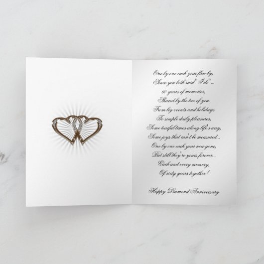 Happy 60th Wedding Jubileum Card Kaart (Binnen)