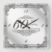 Happy 60th Wedding Jubileum Clock Vierkante Klok (Voorkant)