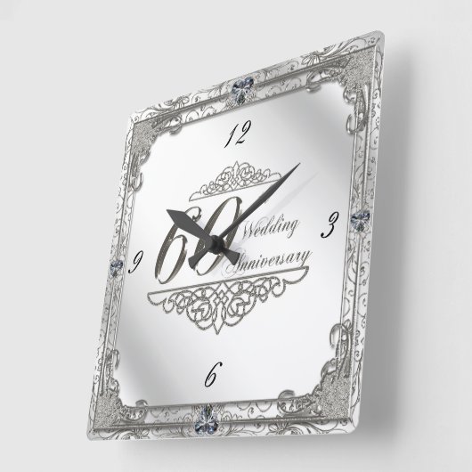 Happy 60th Wedding Jubileum Clock Vierkante Klok (Hoek)