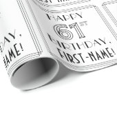 HAPPY 61ST BIRTHDAY; Art Deco Style; aangepaste na Cadeaupapier (Rol Hoek)