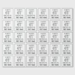 HAPPY 61ST BIRTHDAY; Art Deco Style; aangepaste na Cadeaupapier