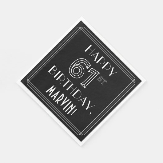 HAPPY 61ST BIRTHDAY; Art Deco Style; aangepaste na Servet (Hoek)