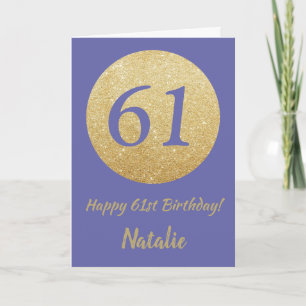 Happy 61st Birthday en Gold Glitter Kaart