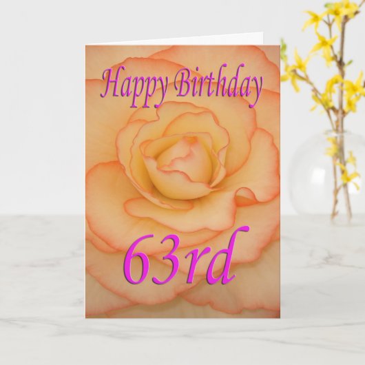 Happy 63rd Birthday Flower Kaart (Gele Bloem)