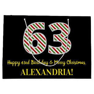 Happy 63rd Birthday & Merry Kerstmis, aangepaste n Groot Cadeauzakje