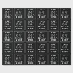 HAPPY 64TH BIRTHDAY; Art Deco Style met aangepaste Cadeaupapier