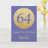 Happy 64th Birthday en Gold Glitter Kaart (Gele Bloem)