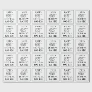 HAPPY 65TH BIRTHDAY; Art Deco Style; aangepaste na Cadeaupapier