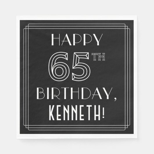HAPPY 65TH BIRTHDAY; Art Deco Style; aangepaste na Servet (Voorkant)