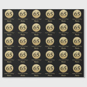 Happy 65th Birthday Black en Gold Glitter Cadeaupapier (Vlak)