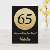 Happy 65th Birthday Black en Gold Glitter Card Kaart (Gele Bloem)