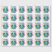 Happy 65th Birthday (blauw) Cadeaupapier (Vlak)