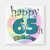 Happy 65th Birthday (blauw) Magneet (Voorkant)
