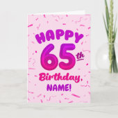 Happy 65th Birthday Card with Custom Name Kaart (Voorkant)