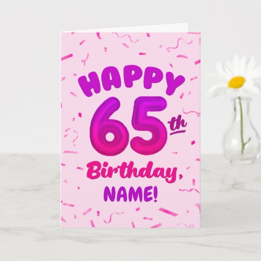Happy 65th Birthday Card with Custom Name Kaart (Kleine Plant)
